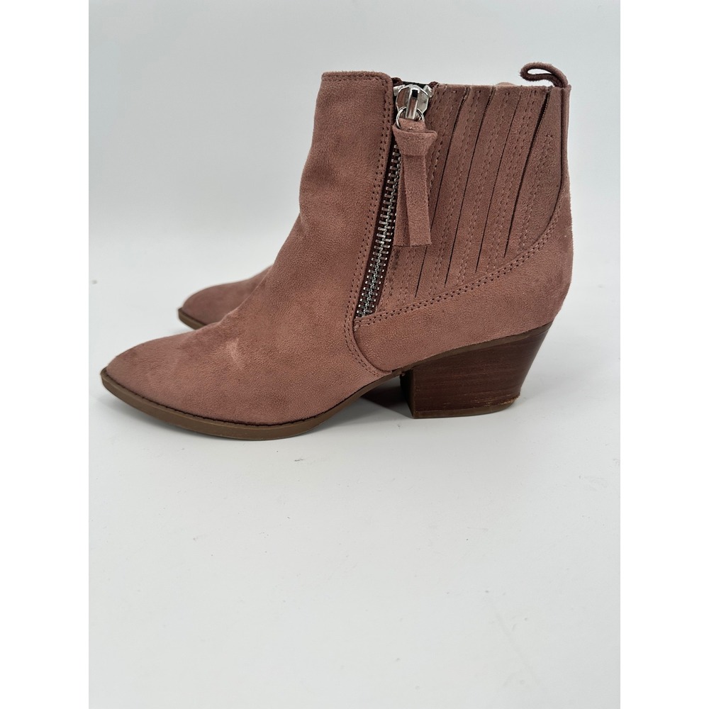 Carlos Santana Valiant Mauve Suede Pointed Toe Side Zip Western Ankle Boots 9M